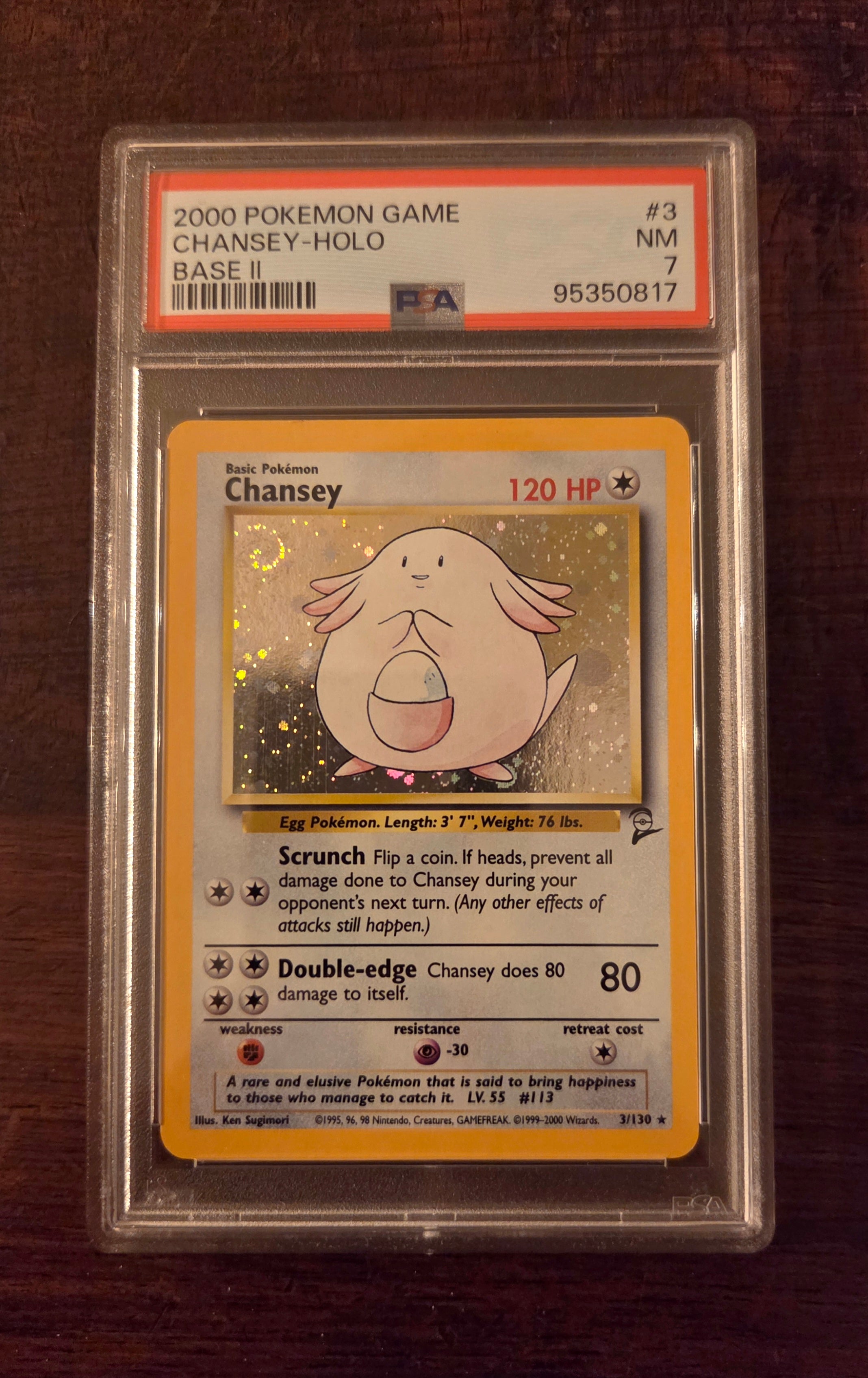 Chansey Holo ENG Set Base 2 (3/130) PSA 7 NM