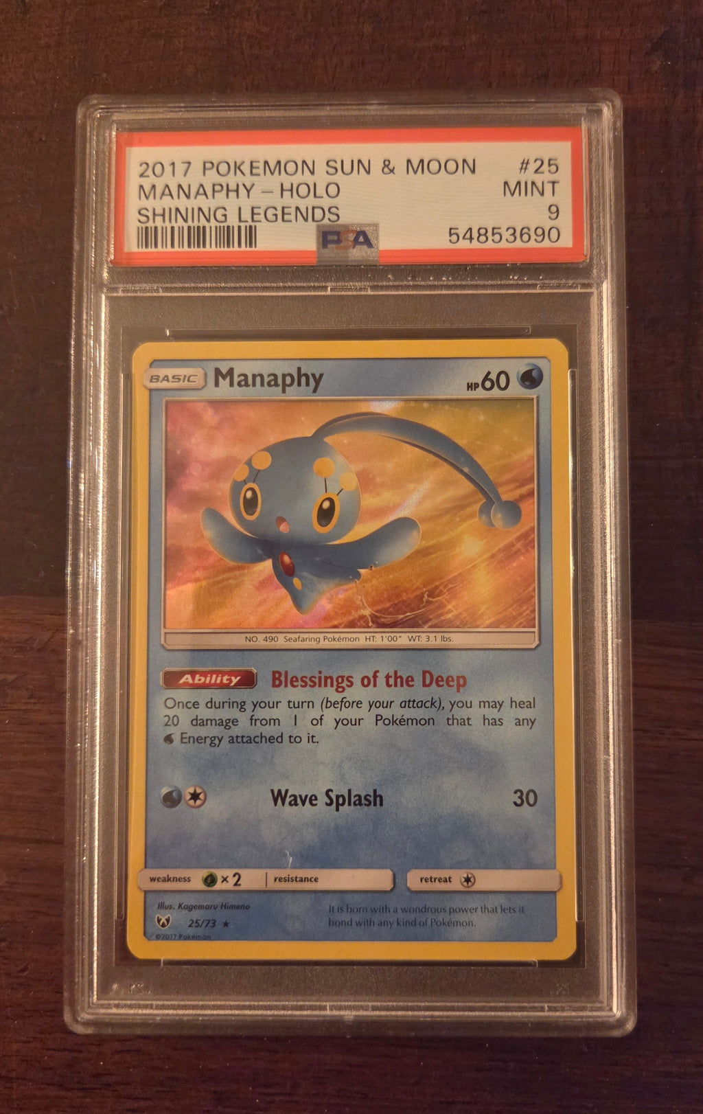 Manaphy ENG  (Holo 25/73) Shining Legends PSA 9 MINT