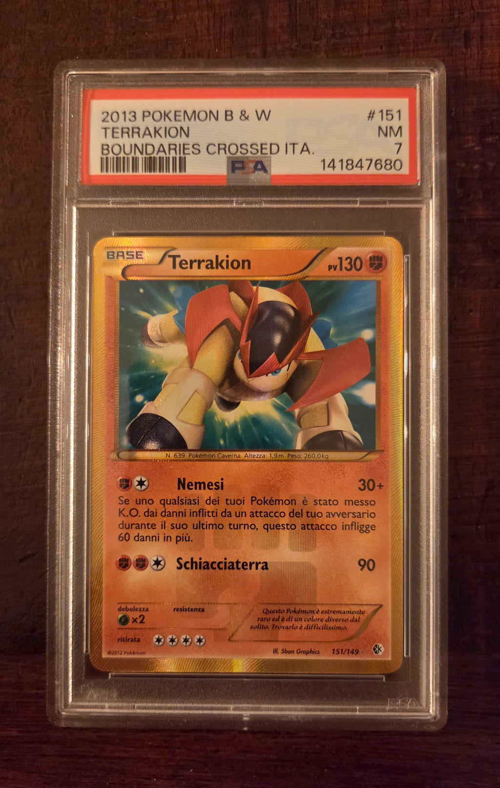 Terrakion ITA Confini Varcati (Secret Rare | 151/149) PSA 7 NM