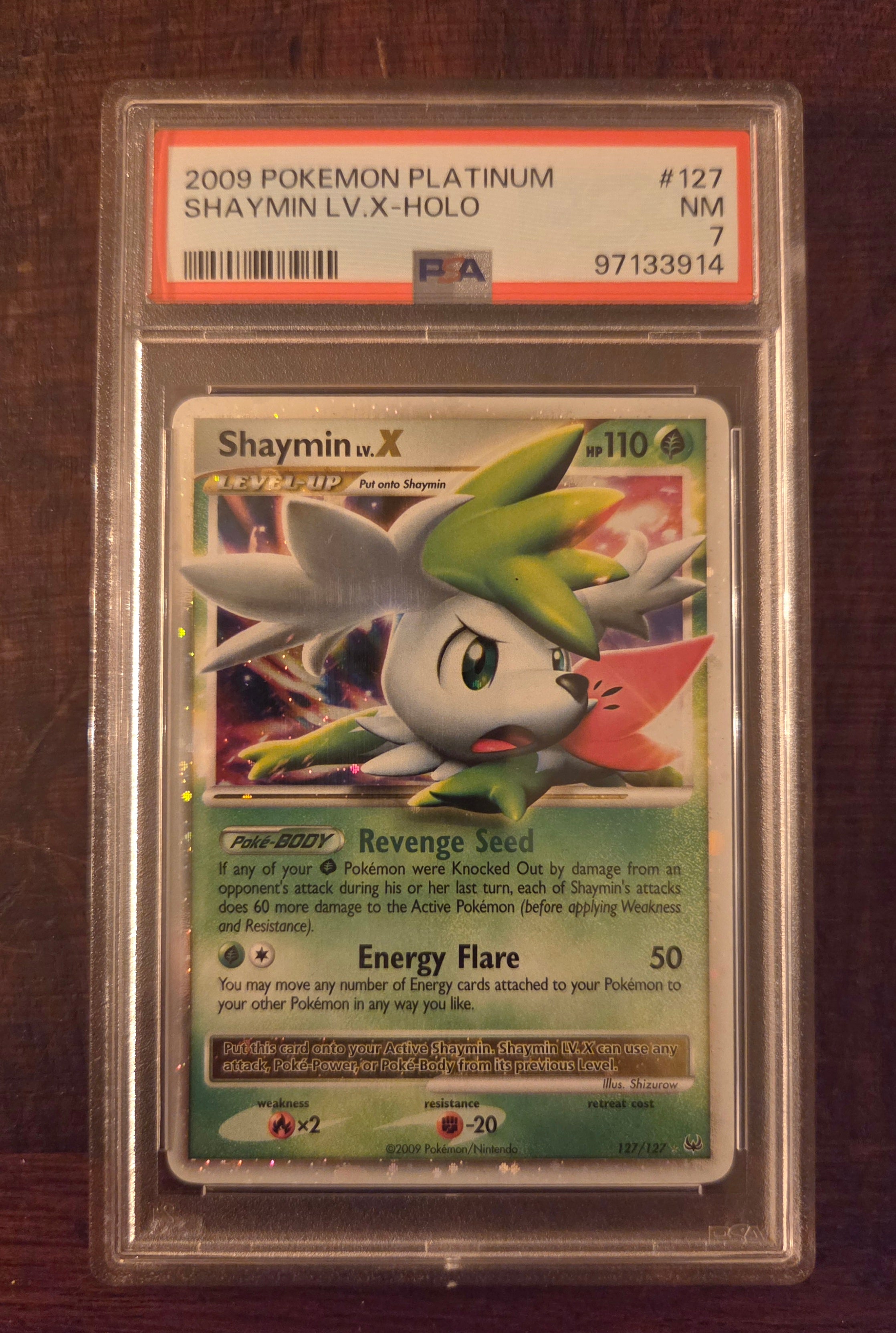 Shaymin LV.X ENG PLATINUM (Holo Rare | 127/127) PSA 7 NM